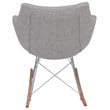 LeisureMod Mid-Century Willow Gray Twill Fabric Eiffel Base Rocking Chair