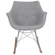 LeisureMod Mid-Century Willow Gray Twill Fabric Eiffel Base Rocking Chair