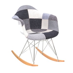 leisuremod mid-century wilson twill fabric eiffel base rocking chair