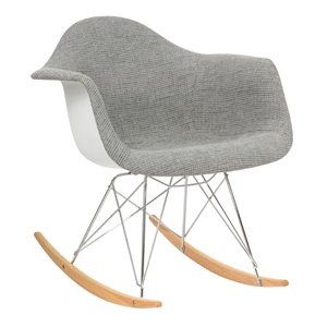 leisuremod mid-century wilson twill fabric eiffel base rocking chair