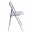 LeisureMod Modern Menno Acrylic Chrome Dining Folding Chair in Clear