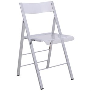 leisuremod modern menno clear acrylic chrome frame folding dining side chair