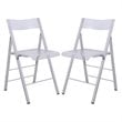 LeisureMod Modern Menno Acrylic Chrome Dining Folding Chair in Clear Set of 2