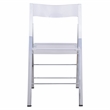 LeisureMod Modern Menno Acrylic Chrome Dining Folding Chair in Clear Set of 4
