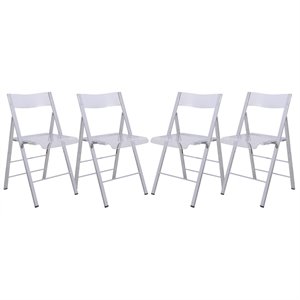 leisuremod modern menno acrylic chrome dining folding chair in clear set of 4