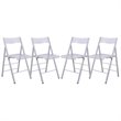 LeisureMod Modern Menno Acrylic Chrome Dining Folding Chair in Clear Set of 4