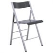 LeisureMod Modern Menno Acrylic Chrome Dining Folding Chair in Black