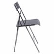 LeisureMod Modern Menno Acrylic Chrome Dining Folding Chair in Black Set of 4