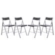 LeisureMod Modern Menno Acrylic Chrome Dining Folding Chair in Black Set of 4