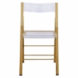 LeisureMod Modern Menno Acrylic Gold Dining Folding Chair in Clear