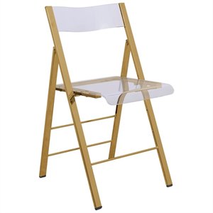 leisuremod modern menno acrylic gold dining folding chair in clear