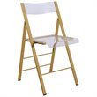 LeisureMod Modern Menno Acrylic Gold Dining Folding Chair in Clear