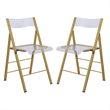 LeisureMod Modern Menno Acrylic Gold Dining Folding Chair in Clear Set of 2