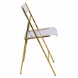 LeisureMod Modern Menno Acrylic Gold Dining Folding Chair in Clear Set of 4