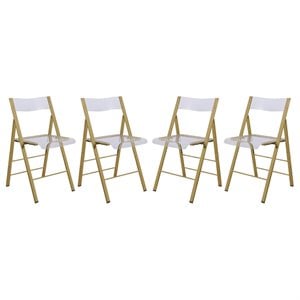 leisuremod modern menno acrylic gold dining folding chair in clear set of 4