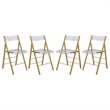 LeisureMod Modern Menno Acrylic Gold Dining Folding Chair in Clear Set of 4
