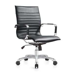 leisuremod harris modern faux leather executive swivel office chair in black