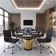 LeisureMod Harris Modern Faux Leather Executive Swivel Office Chair in Black