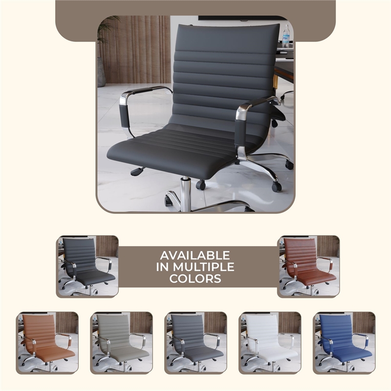 LeisureMod Harris Modern Faux Leather Executive Swivel Office Chair in Black