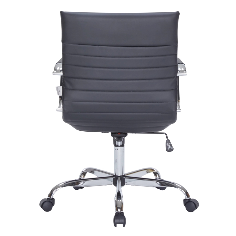LeisureMod Harris Modern Faux Leather Executive Swivel Office Chair in Black
