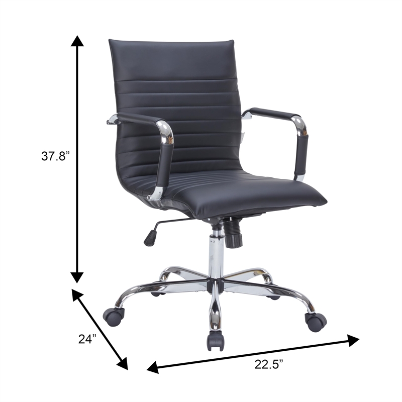 LeisureMod Harris Modern Faux Leather Executive Swivel Office Chair in Black