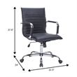 LeisureMod Harris Modern Faux Leather Executive Swivel Office Chair in Black