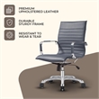 LeisureMod Harris Modern Faux Leather Executive Swivel Office Chair in Gray