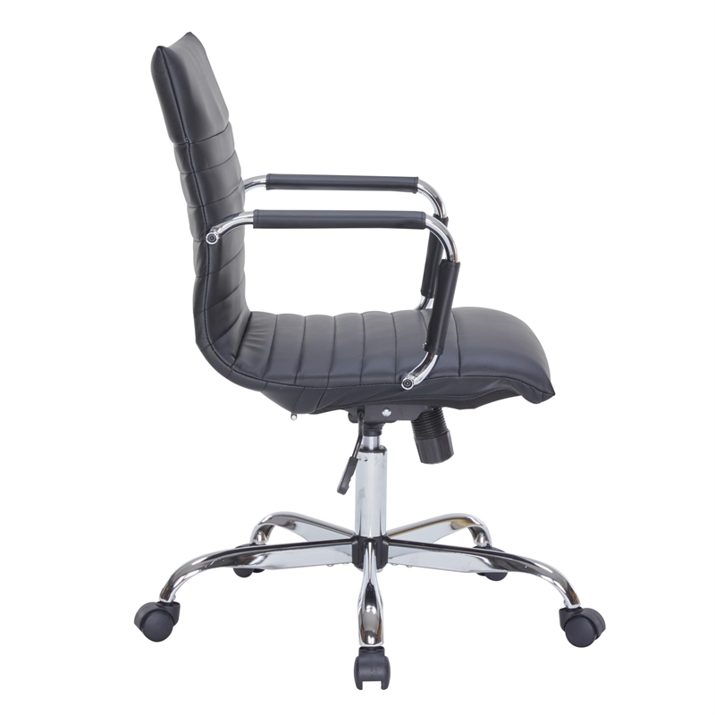 LeisureMod Harris Modern Faux Leather Executive Swivel Office Chair in Gray