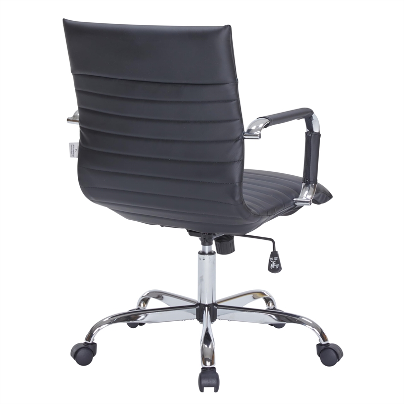 LeisureMod Harris Modern Faux Leather Executive Swivel Office Chair in Gray