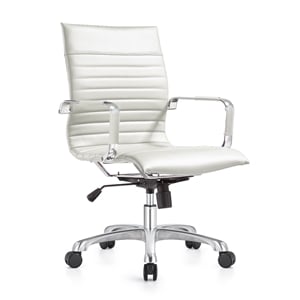 leisuremod harris modern leather adjustable swivel office chair in white