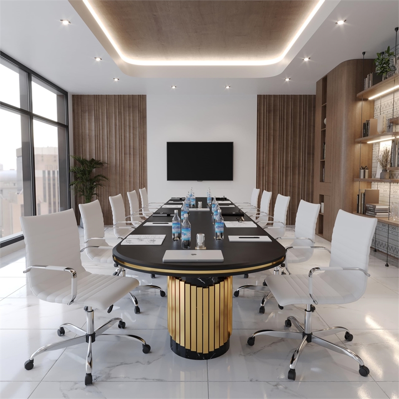 LeisureMod Harris Modern Leather Adjustable Swivel Office Chair in White