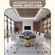 LeisureMod Harris Modern Leather Adjustable Swivel Office Chair in White