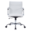 LeisureMod Harris Modern Leather Adjustable Swivel Office Chair in White