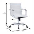 LeisureMod Harris Modern Leather Adjustable Swivel Office Chair in White