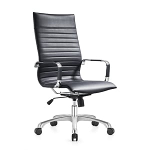 leisuremod harris high back leatherette executive swivel office chair in black