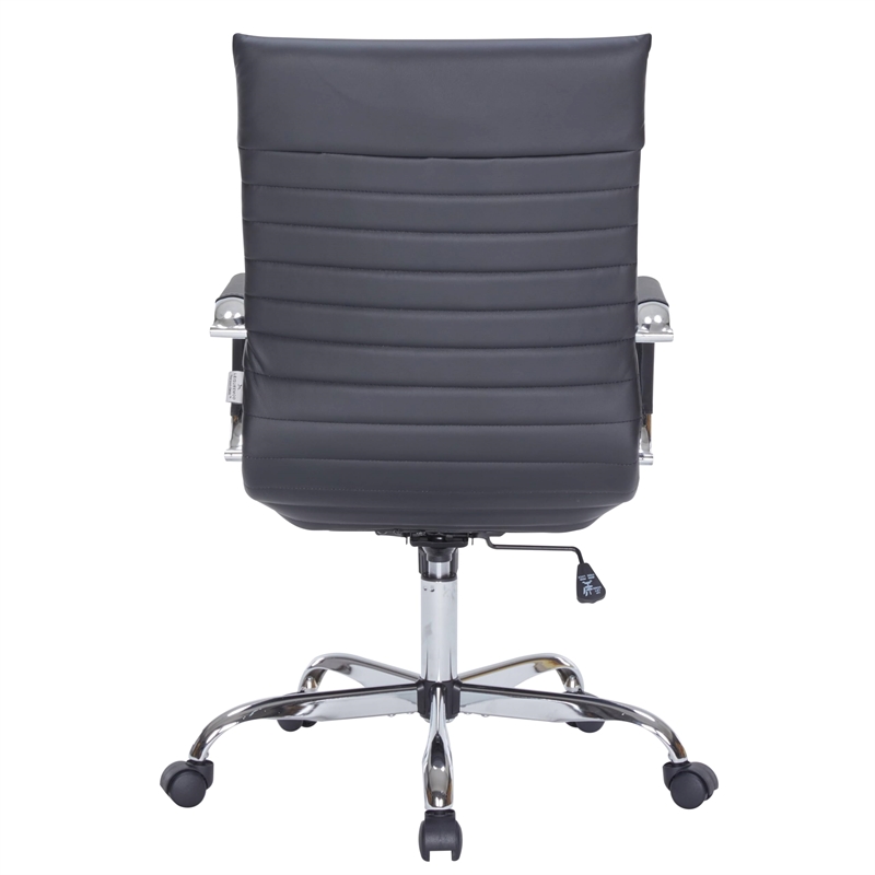 LeisureMod Harris High Back Leatherette Executive Swivel Office Chair in Black