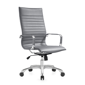 leisuremod harris high back leatherette executive swivel office chair in gray