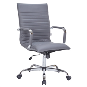 LeisureMod Harris High Back Leatherette Executive Swivel Office Chair in Gray