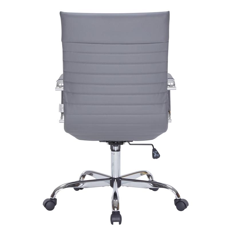 LeisureMod Harris High Back Leatherette Executive Swivel Office Chair in Gray