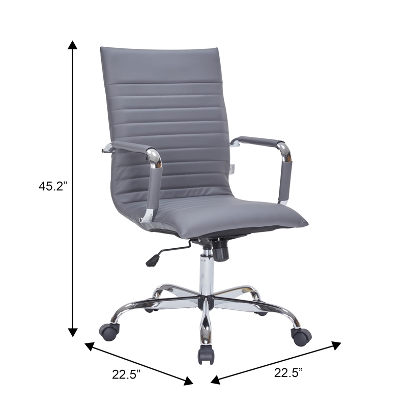 LeisureMod Harris High Back Leatherette Executive Swivel Office Chair in Gray