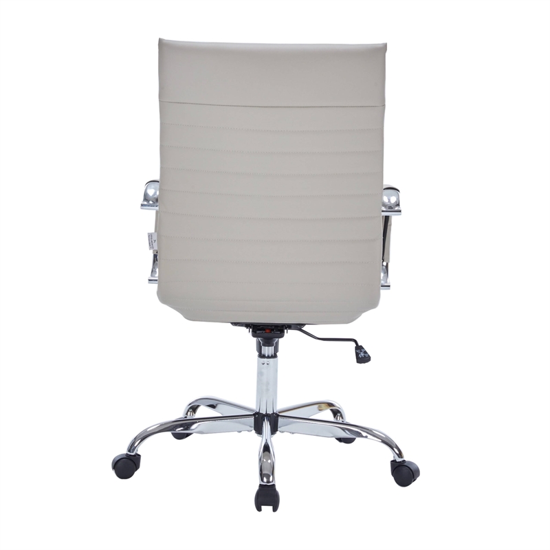 LeisureMod Harris High Back Leatherette Executive Swivel Office Chair in Tan