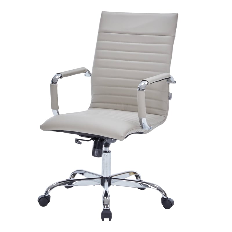 LeisureMod Harris High Back Leatherette Executive Swivel Office Chair in Tan