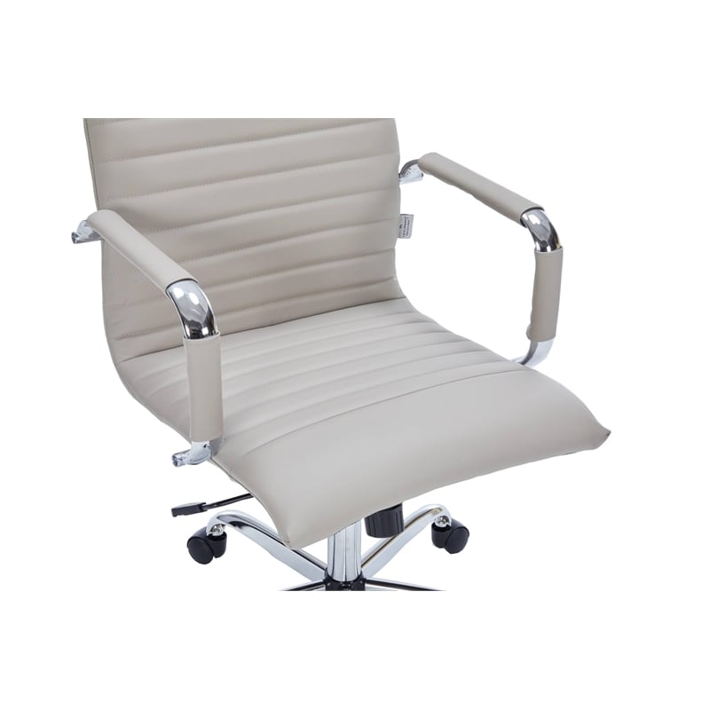 LeisureMod Harris High Back Leatherette Executive Swivel Office Chair in Tan