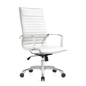 leisuremod harris high back leatherette executive swivel office chair in white