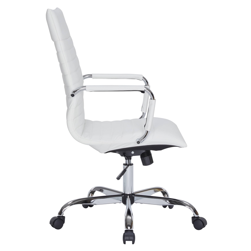 LeisureMod Harris High Back Leatherette Executive Swivel Office Chair in White