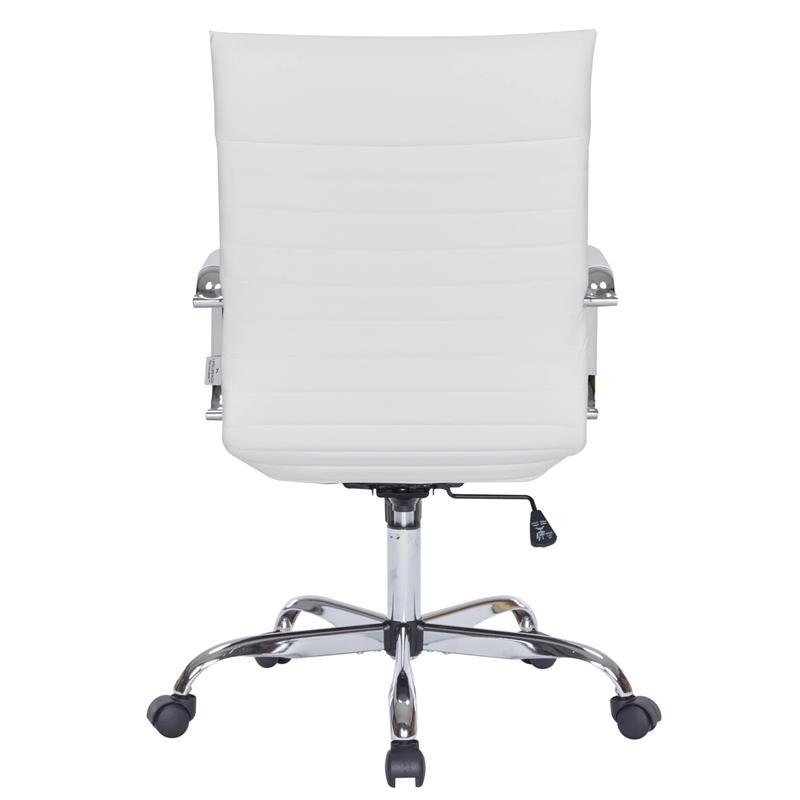 LeisureMod Harris High Back Leatherette Executive Swivel Office Chair in White