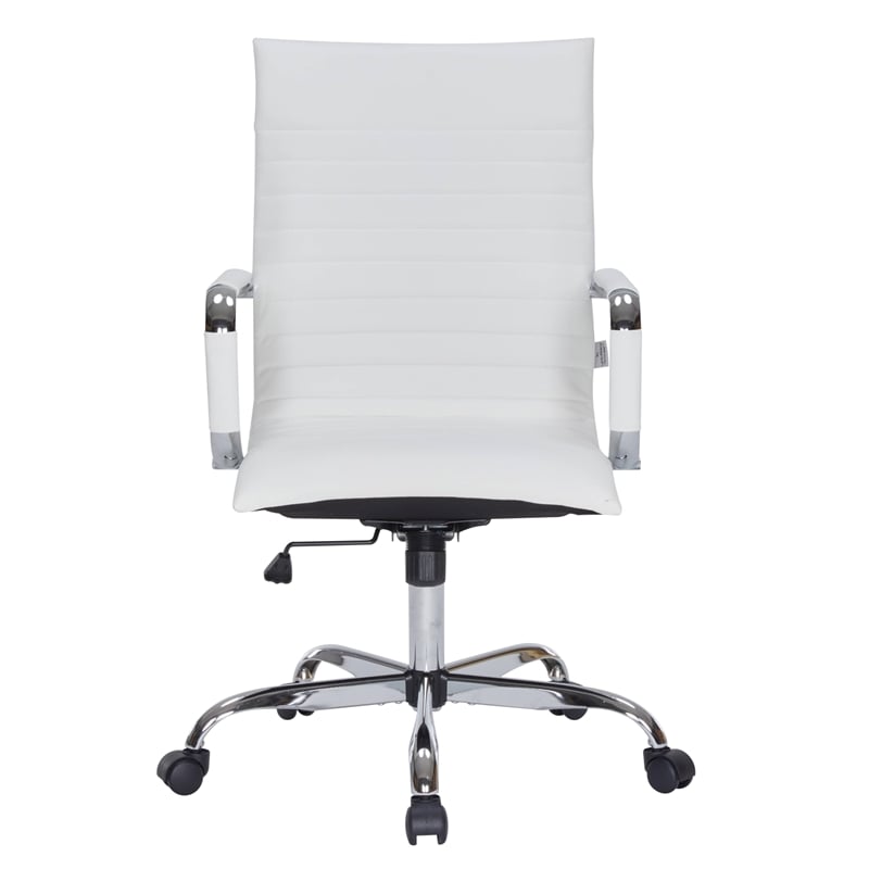 LeisureMod Harris High Back Leatherette Executive Swivel Office Chair in White