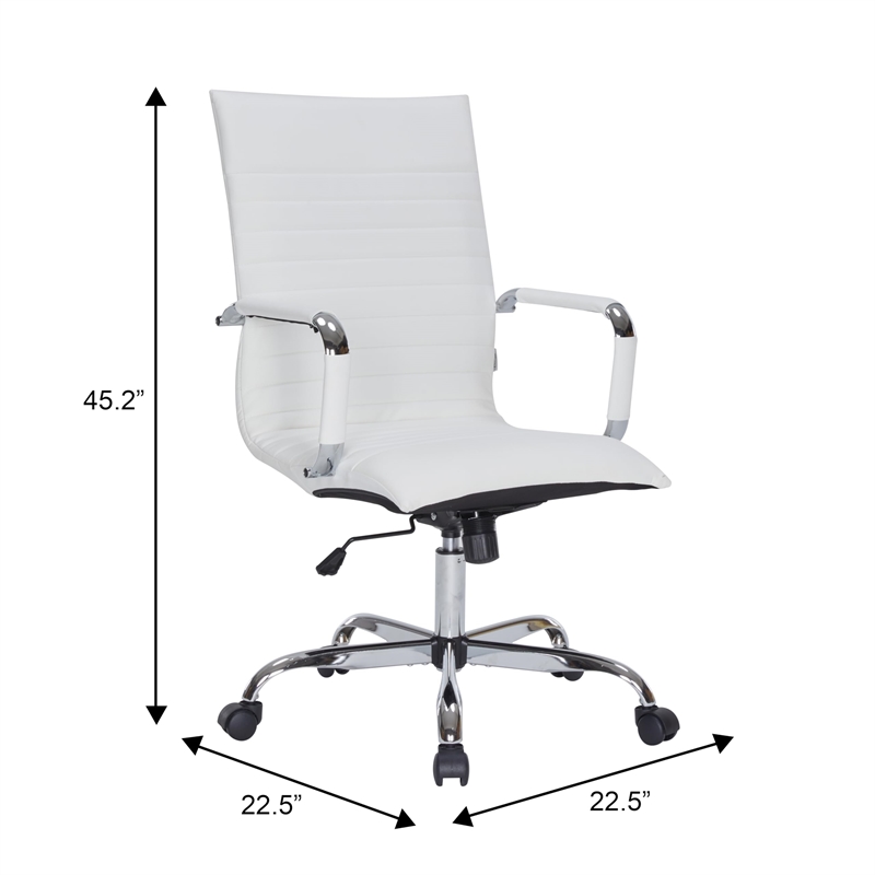 LeisureMod Harris High Back Leatherette Executive Swivel Office Chair in White