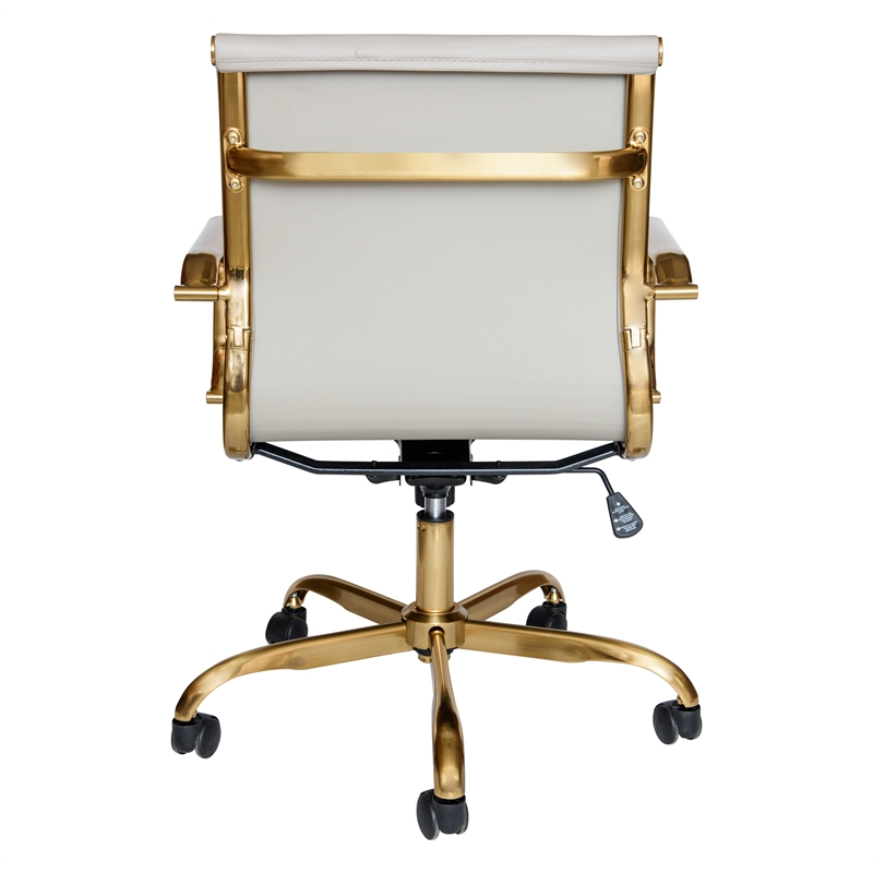 LeisureMod Harris Modern Leatherette Executive Swivel Gold Office Chair