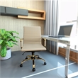 LeisureMod Harris Modern Leather Swivel Gold Office Chair in Tan